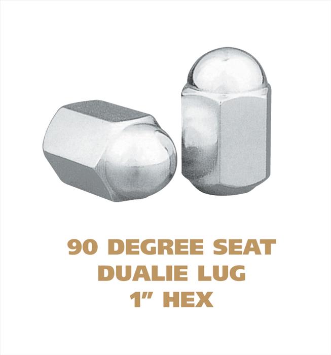 Dually Lug with 90 Degree Seat - 1 Inch hex Chrome Plated